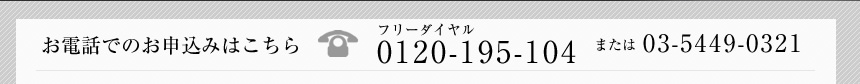 お電話でのお申し込みはこちら　03-5449-0321
